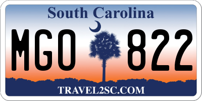 SC license plate MGO822