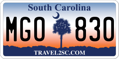 SC license plate MGO830