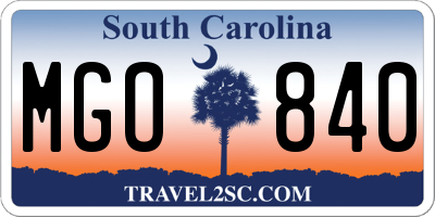SC license plate MGO840
