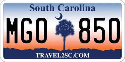 SC license plate MGO850