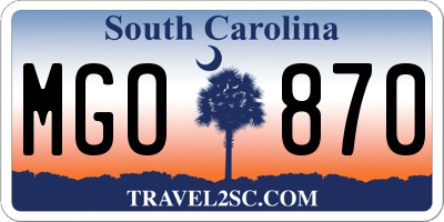 SC license plate MGO870