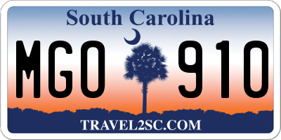 SC license plate MGO910