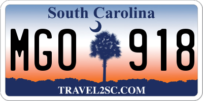 SC license plate MGO918