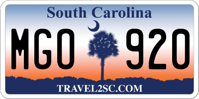 SC license plate MGO920