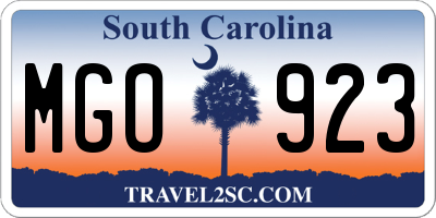 SC license plate MGO923