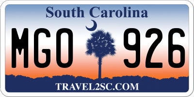 SC license plate MGO926