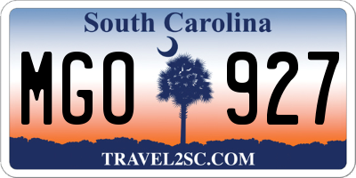 SC license plate MGO927