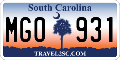 SC license plate MGO931