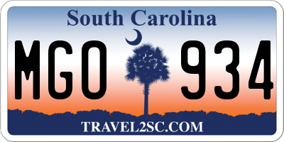 SC license plate MGO934
