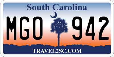 SC license plate MGO942
