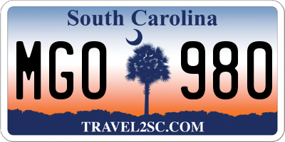SC license plate MGO980