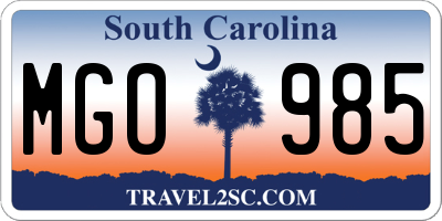 SC license plate MGO985