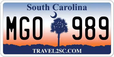 SC license plate MGO989