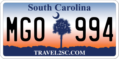 SC license plate MGO994