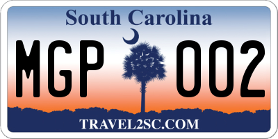SC license plate MGP002