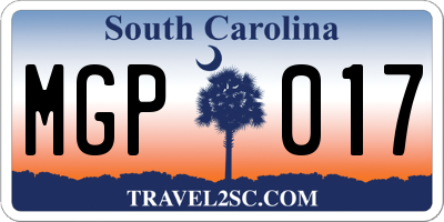 SC license plate MGP017
