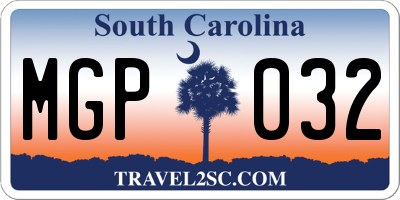SC license plate MGP032
