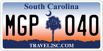 SC license plate MGP040