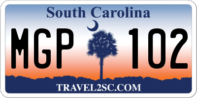 SC license plate MGP102