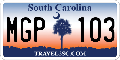 SC license plate MGP103