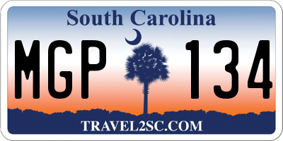 SC license plate MGP134