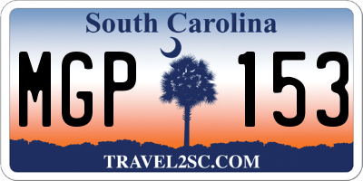 SC license plate MGP153