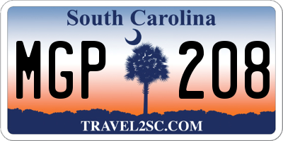 SC license plate MGP208