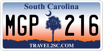 SC license plate MGP216