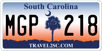 SC license plate MGP218