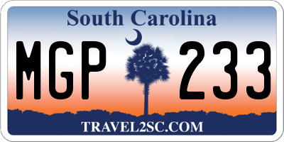 SC license plate MGP233