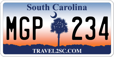 SC license plate MGP234