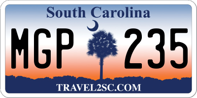 SC license plate MGP235