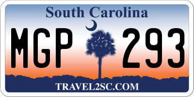 SC license plate MGP293