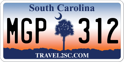 SC license plate MGP312
