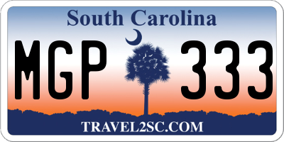 SC license plate MGP333