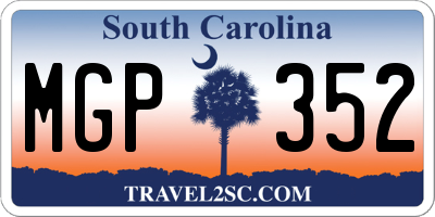SC license plate MGP352