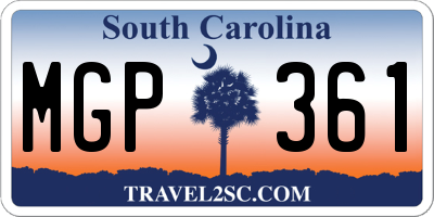 SC license plate MGP361