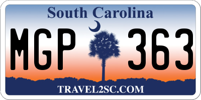 SC license plate MGP363