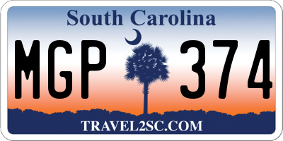 SC license plate MGP374
