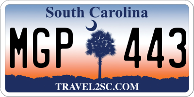 SC license plate MGP443