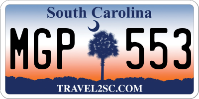 SC license plate MGP553