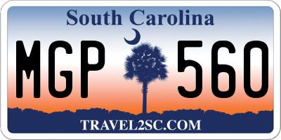 SC license plate MGP560