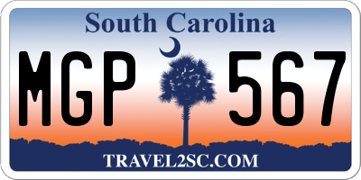 SC license plate MGP567
