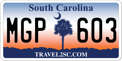 SC license plate MGP603
