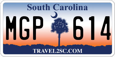 SC license plate MGP614