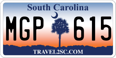 SC license plate MGP615