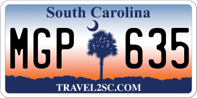 SC license plate MGP635