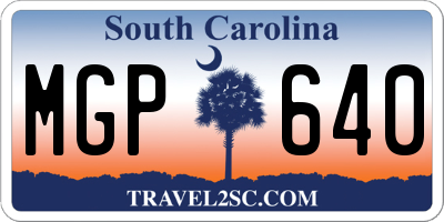 SC license plate MGP640