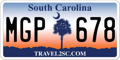 SC license plate MGP678