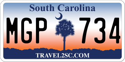 SC license plate MGP734